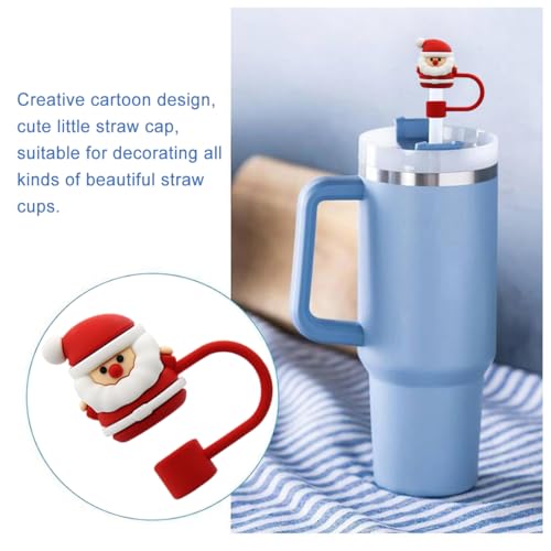 Meitesti Straw Cover Cap for Stanley Cup,Straw Topper Compatible for 30 and 40 Oz Tumbler with Handle,10 mm 0.4 in Reusable Straw Tips Lids,Straw Tip Covers for Christmas Gifts - Image 4