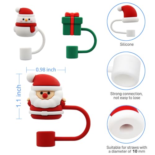 Meitesti Straw Cover Cap for Stanley Cup,Straw Topper Compatible for 30 and 40 Oz Tumbler with Handle,10 mm 0.4 in Reusable Straw Tips Lids,Straw Tip Covers for Christmas Gifts - Image 2