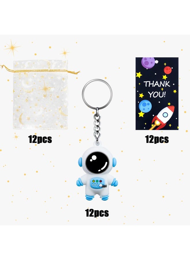 BANBALLON KAIX Astronaut Space Party Favors, Cute Astronaut Space Keychain Party Favors 12 Sets with Thank You Tags And White Organza Bags for Birthday Party Baby Shower Holiday - Image 3
