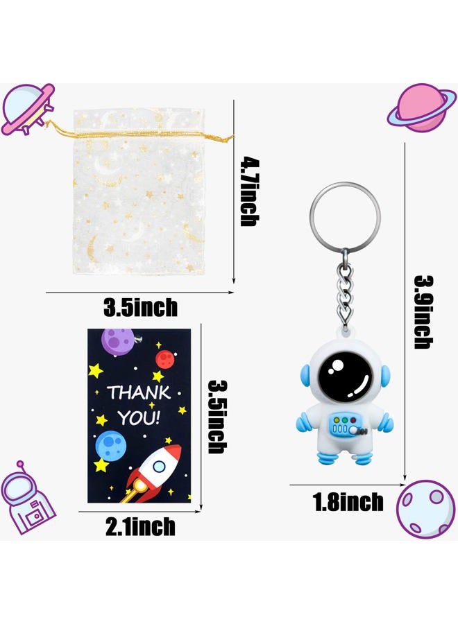 BANBALLON KAIX Astronaut Space Party Favors, Cute Astronaut Space Keychain Party Favors 12 Sets with Thank You Tags And White Organza Bags for Birthday Party Baby Shower Holiday - Image 4