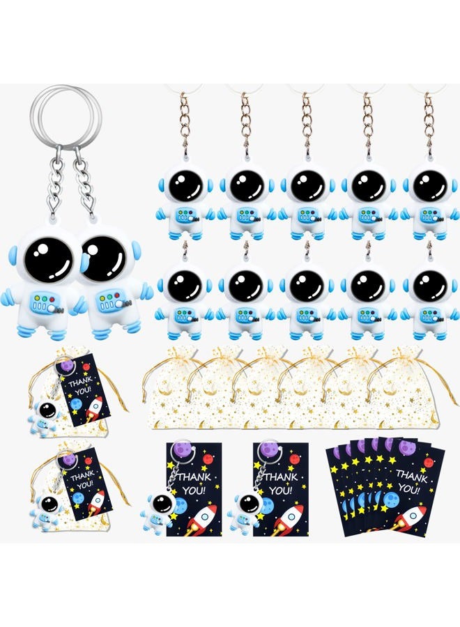BANBALLON KAIX Astronaut Space Party Favors, Cute Astronaut Space Keychain Party Favors 12 Sets with Thank You Tags And White Organza Bags for Birthday Party Baby Shower Holiday - Image 1