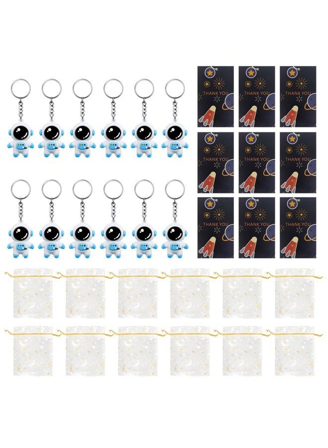 BANBALLON KAIX Astronaut Space Party Favors, Cute Astronaut Space Keychain Party Favors 12 Sets with Thank You Tags And White Organza Bags for Birthday Party Baby Shower Holiday - Image 2