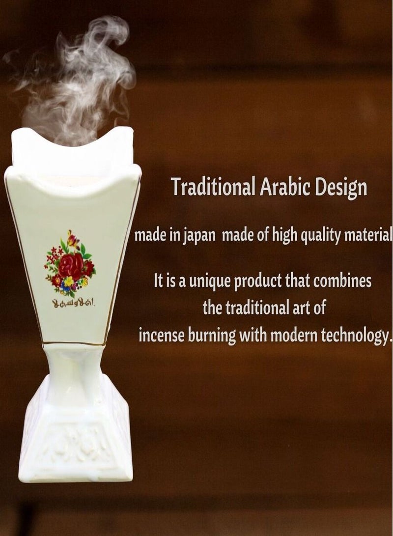 BIKI Electric Traditional Porcelain Incense Burner | Oud Bakhoor Burner | For Office & Home | Made in Japan (Height 22 CM) - Image 4