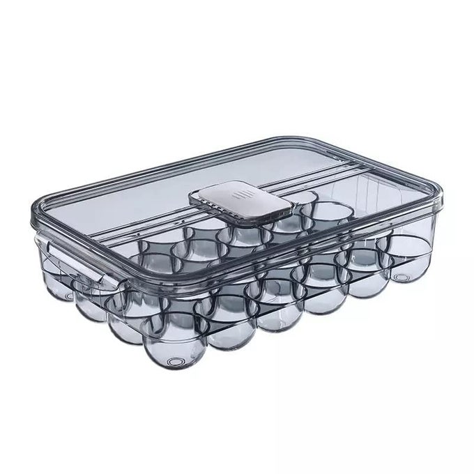 EGG HOLDER FOR REFRIGERATOR 24 GRID SINGLE LAYER EGG STORAGE EGG CARRIER EGG FRESH STORAGE BOX CONTAINER EGG TRAY WITH LID HANDLES VENTILATION SWITCH 1PCS