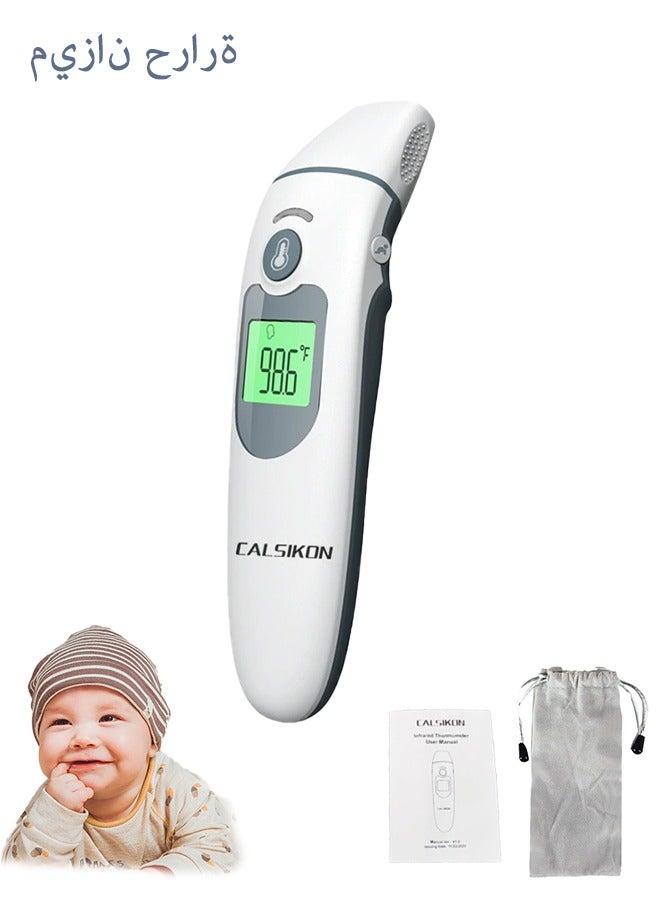 CALSIKON Thermometer, Touchless Digital Infrared Thermometer for Fever, Ear and Forehead Thermometer for Adults and Kids, with LCD Screen, Memory Recall, Fever Alarm - Image 1