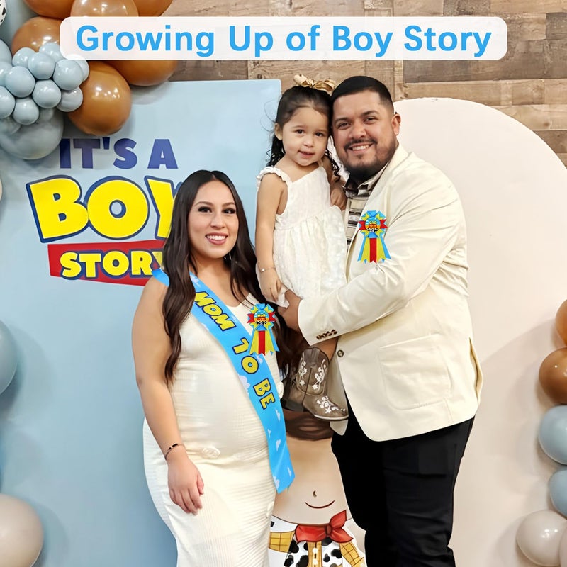 Heboland Boy Story Mom to Be Sash Baby Shower Decorations, It's a Boy Stroy Mommy to Be Sash Dad Corsage Set for Pregnant Mommy Dress Gift - Image 3