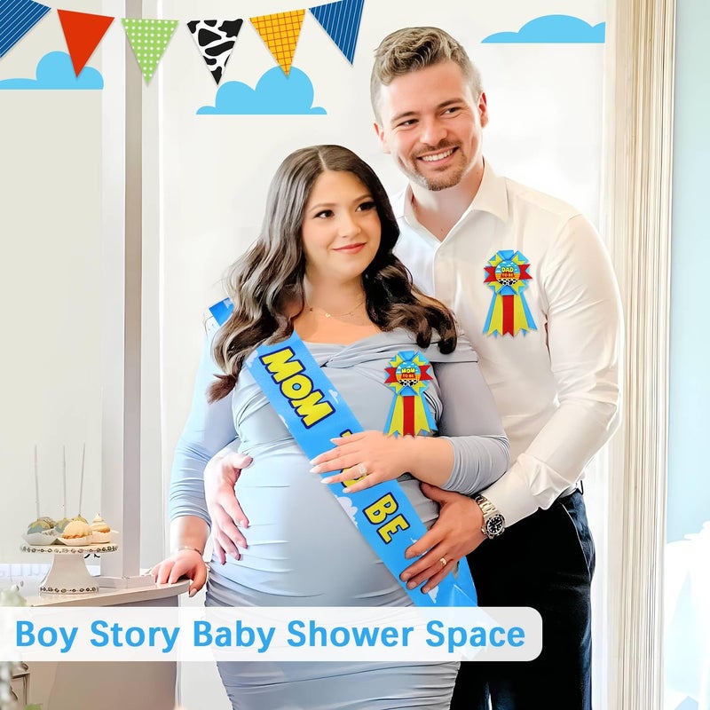 Heboland Boy Story Mom to Be Sash Baby Shower Decorations, It's a Boy Stroy Mommy to Be Sash Dad Corsage Set for Pregnant Mommy Dress Gift - Image 2