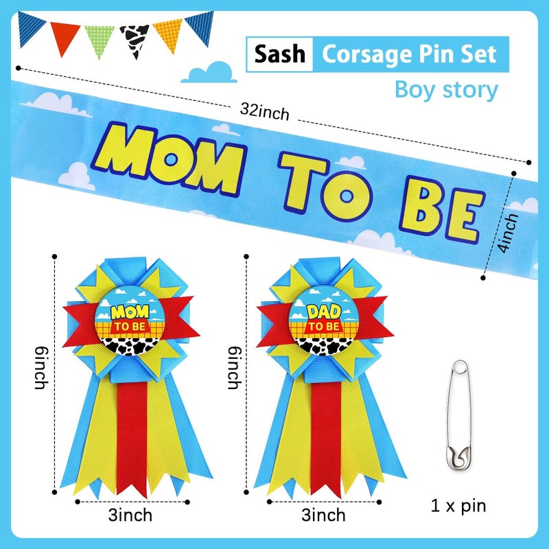 Heboland Boy Story Mom to Be Sash Baby Shower Decorations, It's a Boy Stroy Mommy to Be Sash Dad Corsage Set for Pregnant Mommy Dress Gift - Image 5