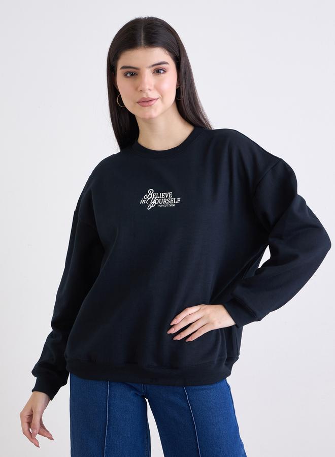 Styli Embroidered Slogan Regular Fit Sweatshirt - Image 1
