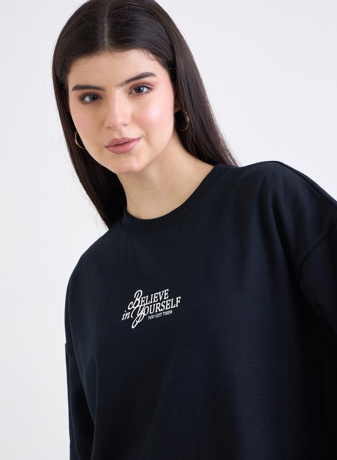 Styli Embroidered Slogan Regular Fit Sweatshirt - Image 2