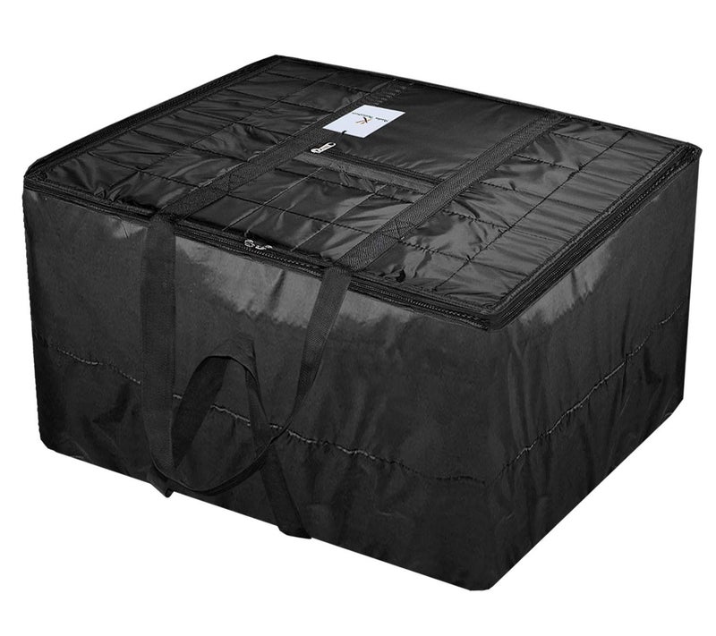 Kuber Industries Small Size Lightweight Foldable Parachute Jumbo Underbed Storage Bag with Zipper and Handle Black - Image 1