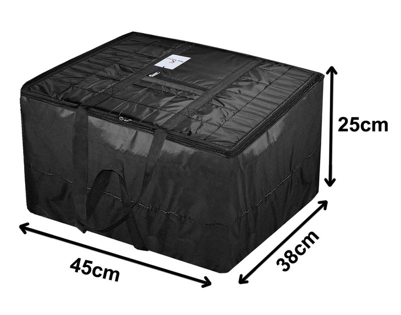 Kuber Industries Small Size Lightweight Foldable Parachute Jumbo Underbed Storage Bag with Zipper and Handle Black - Image 2