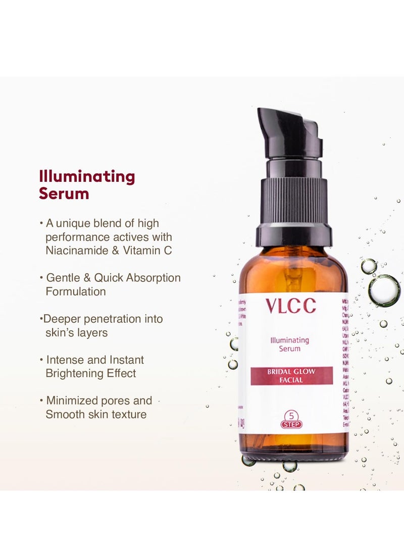VLCC Bridal Glow Facial Kit - 49g, With Hyaluronic Acid, Niacinamide & Vitamin C. At home facial with 3 Illuminator Strobe Creams - Gold Strobe Cream. Lilac Strobe Cream. Rose Strobe Cream - Image 4