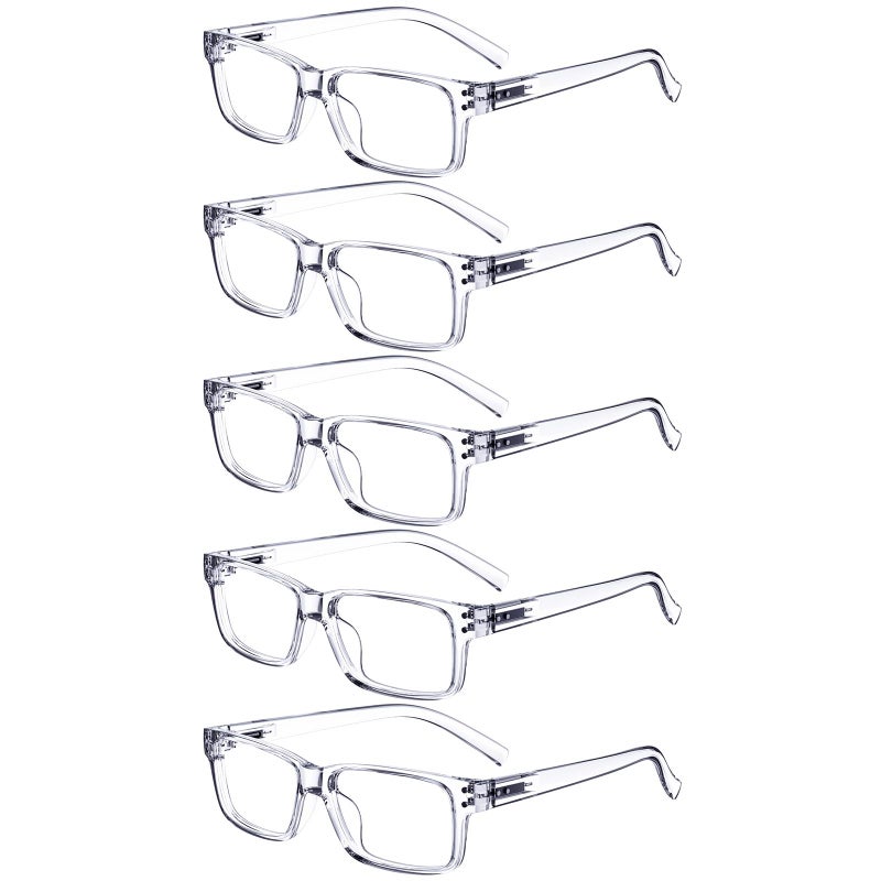 Eyekepper Vintage Reading Glasses for Men 5 Pack Spring Hinges Classic Readers Clear Frame 050