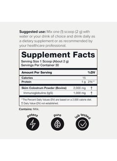 Toniiq Ultra High Strength Bovine Colostrum Powder - 50% IgG - 2,000mg per Serving - Third Party Tested for Potency - Supports Immune, Gut, and Skin Health - 30 Servings -Premium Bovine Colostrum Supplement  - Image 2