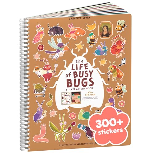 CUPKIN The Life of Busy Bugs 300 Sticker Book for Girls by Cupkin Toddler Road Trip Activity Coloring Sticker Book Road Trip Essentials 8 Coloring Pages Scenes for Ages 28 Years - Image 1