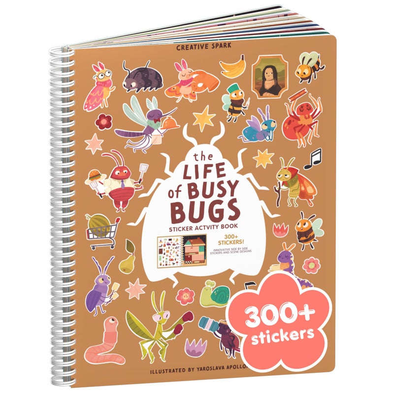CUPKIN The Life of Busy Bugs 300 Sticker Book for Girls by Cupkin Toddler Road Trip Activity Coloring Sticker Book Road Trip Essentials 8 Coloring Pages Scenes for Ages 28 Years - Image 2