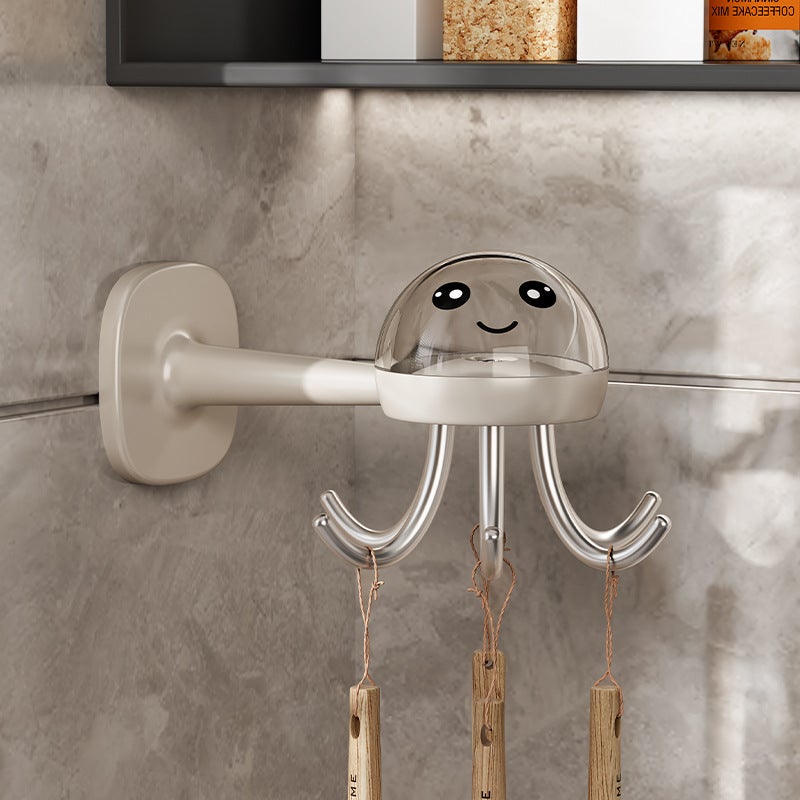 Multifunctional Kitchen Towel Hook No-Punch milky white - Image 1