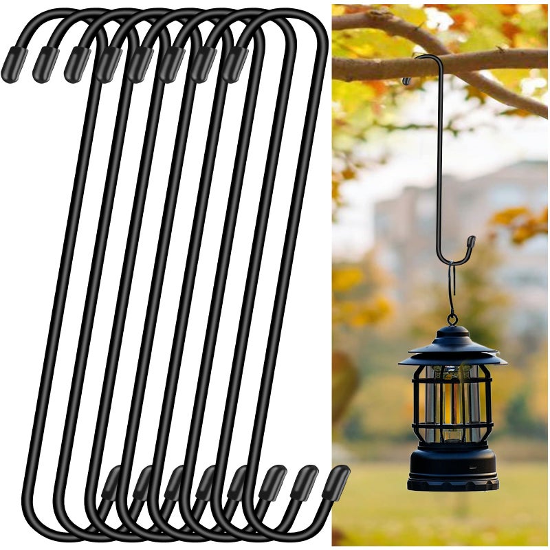 Dpyrrhic 8 Pack 12 Inch Large S Hooks for Hanging PlantsBlack Extra Matel Heavy Duty Hook for Hang BrsketBird House and Clothes - Image 2