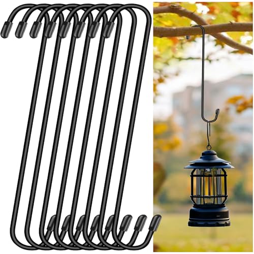 Dpyrrhic 8 Pack 12 Inch Large S Hooks for Hanging PlantsBlack Extra Matel Heavy Duty Hook for Hang BrsketBird House and Clothes - Image 1