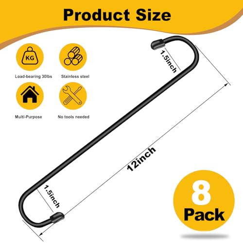 Dpyrrhic 8 Pack 12 Inch Large S Hooks for Hanging PlantsBlack Extra Matel Heavy Duty Hook for Hang BrsketBird House and Clothes - Image 3