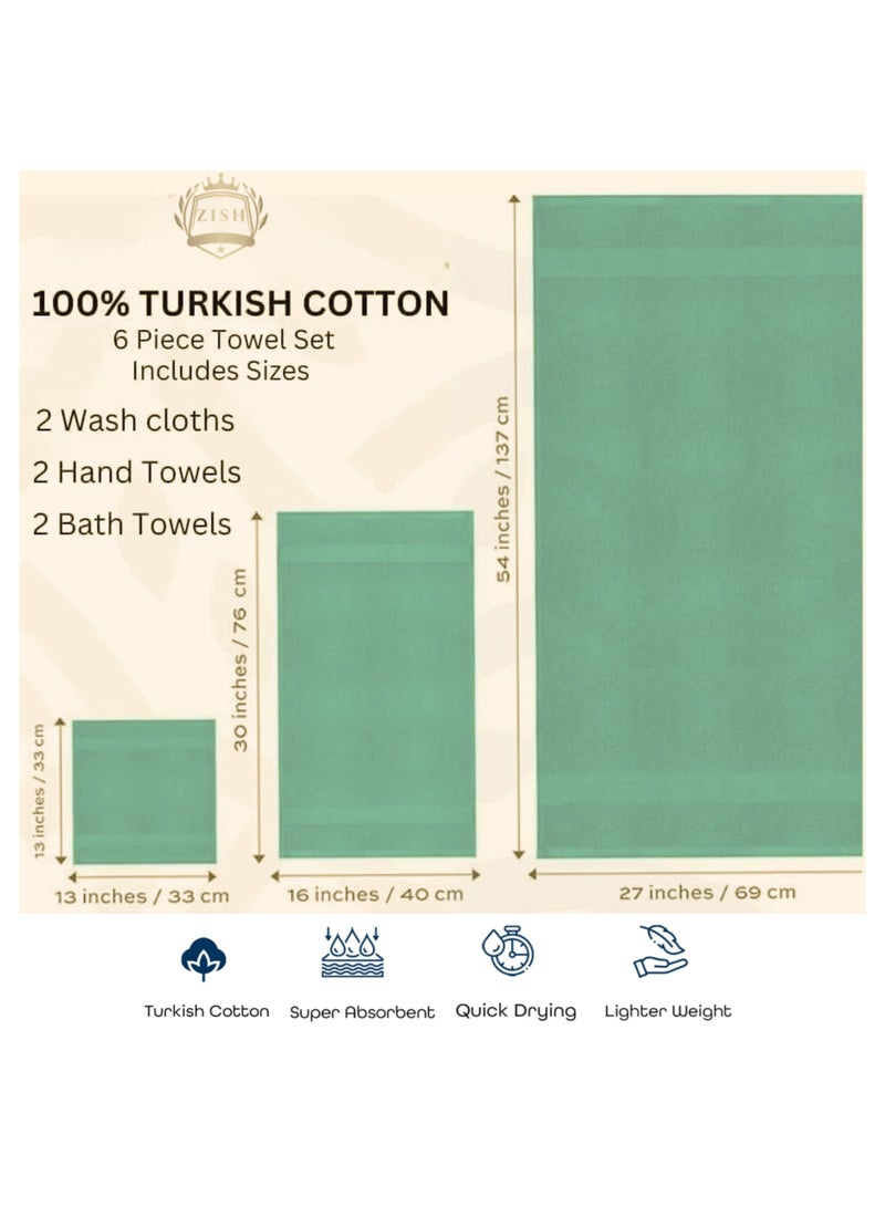 ZISH Luxury Turkish Cotton Towels – 6-Piece Set, Soft & Quick-Dry Bath Towels for Bathroom, Spa & Everyday Use – 100% Cotton, Highly Absorbent, Lightweight, Machine Washable - Image 4