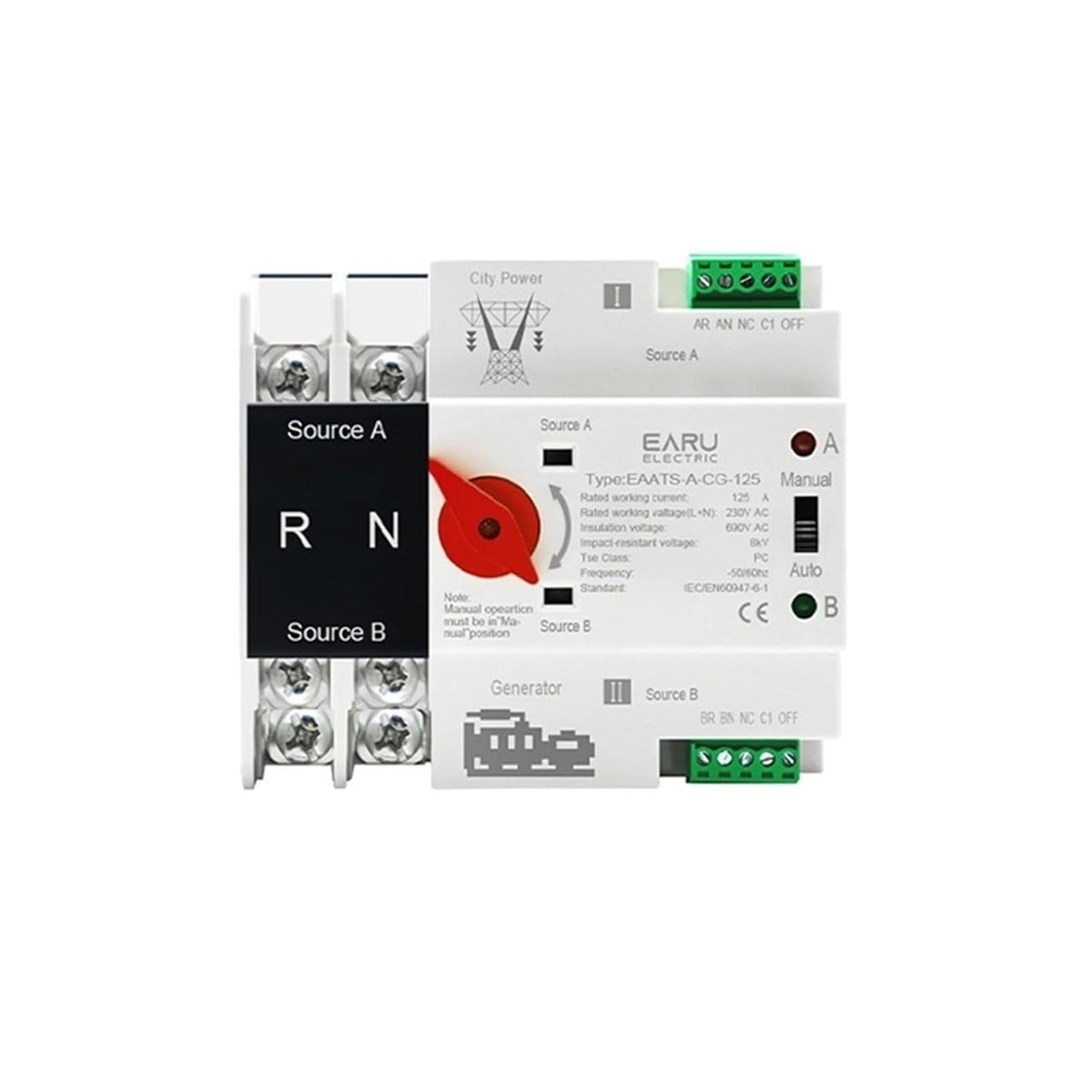 Generic Dual Power Automatic Transfer Switch ATS 125A 4P AC 230V City ...