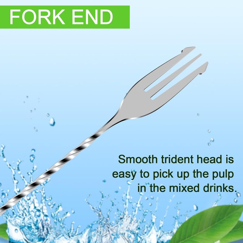 Briout 2 Pcs Bar Spoon, 12 Inches Long Handle Drink Stirrer, Stainless Steel Bar Cocktail Mixing Spoons with Double Ended Design for Stirring, Silver - Image 5
