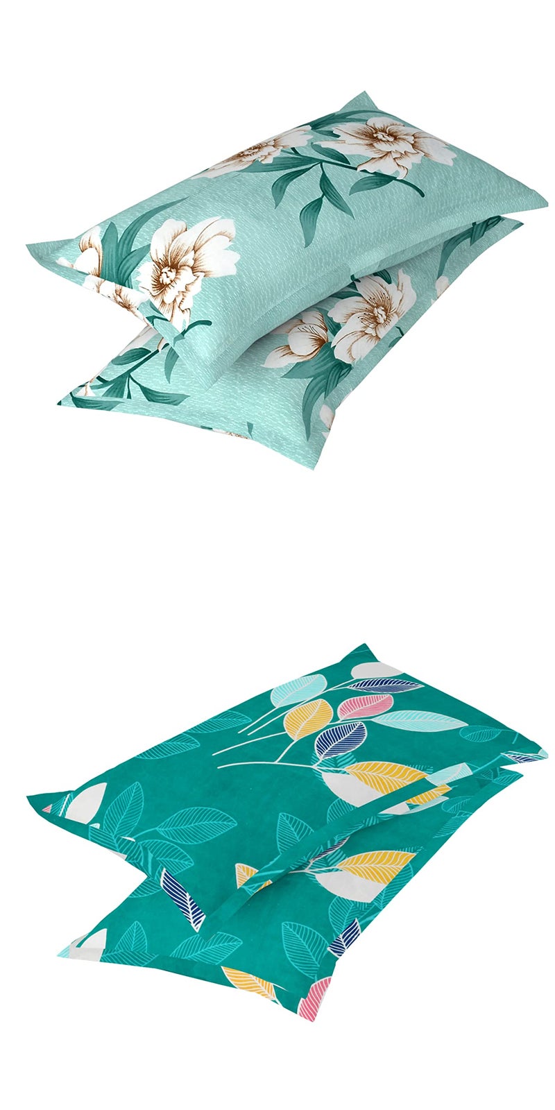 VAS COLLECTIONS Prime Collection Combo Pack of 2 Double Bedsheet with 4 Pillow Covers | 160 TC Soft Brushed Glace Cotton -Long Lasting & Wrinkle Free - | 225X228 Cm Or 7.5X7.5 Ft-Grey & Yellow - Image 2