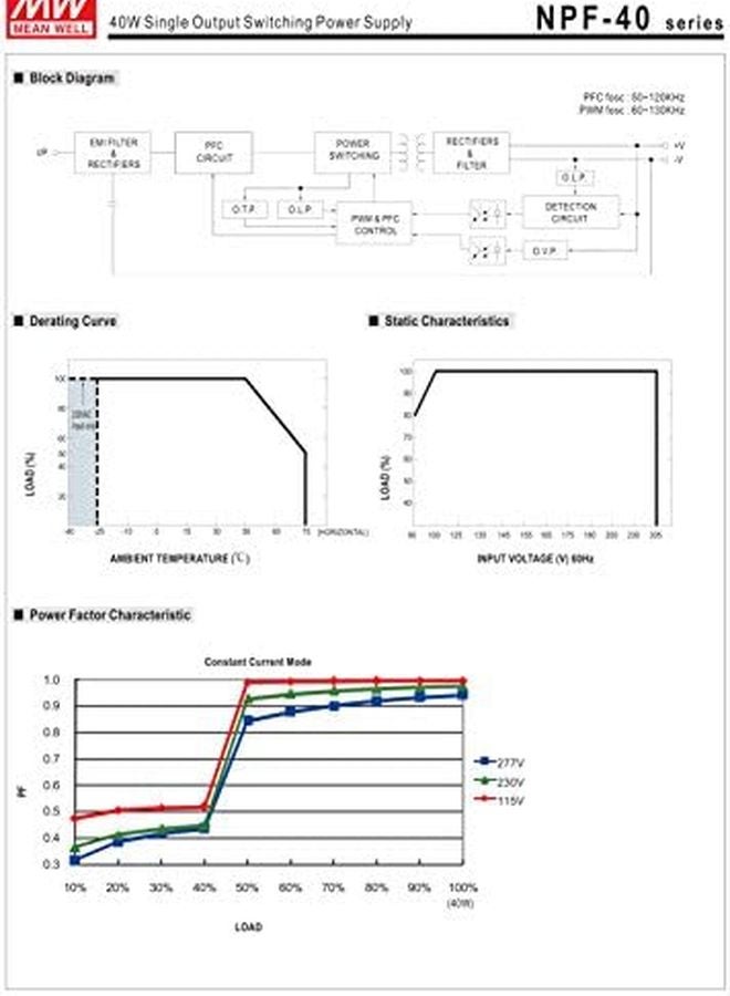 Mean Well NPF 40 24 24V 1.67A 40W Single Output LED Power Supply with PFC - Image 5