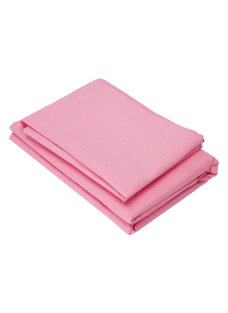 Home-Tex Design Hometex Design Double/King Size Dyed Flat Sheet Pink 3 piece set - 1 Flat sheet 240x260cm + 2 pillow covers (50x75 cm)  - Image 3