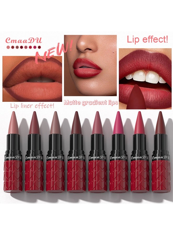 CmaaDu Matte Lipstick, Pointed Tip Velvet Deep Burgundy Lipstick, Heart‑Shaped Tube Non‑Drying Creamy Matte Lip Makeup, Long‑Lasting High Pigment Lip Crayon 04 - Image 4