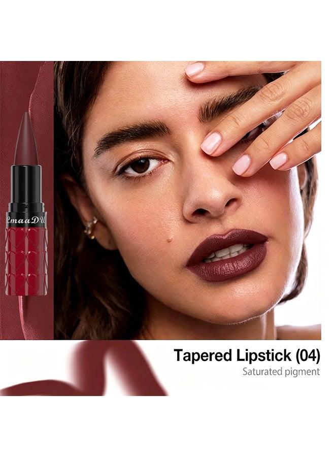 CmaaDu Matte Lipstick, Pointed Tip Velvet Deep Burgundy Lipstick, Heart‑Shaped Tube Non‑Drying Creamy Matte Lip Makeup, Long‑Lasting High Pigment Lip Crayon 04 - Image 2