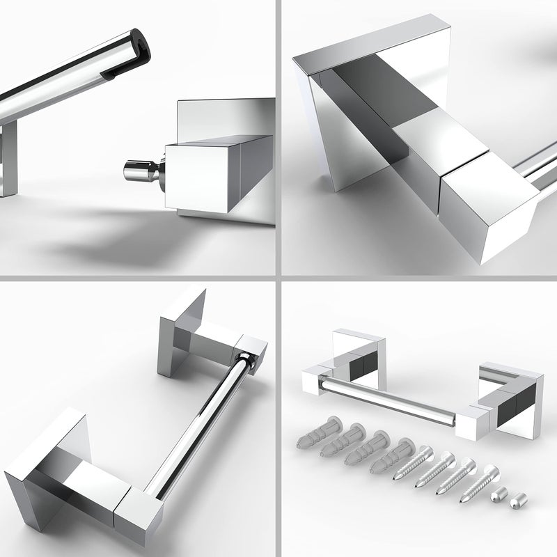 Ruacq Toilet Paper Holder Chrome 2 Pack Double Post Pivoting Square Tissue Holders Roll Holder Hangers Toilet Paper Stand Stainless Steel and Zinc Alloy Modern Wall Mounted - Image 4