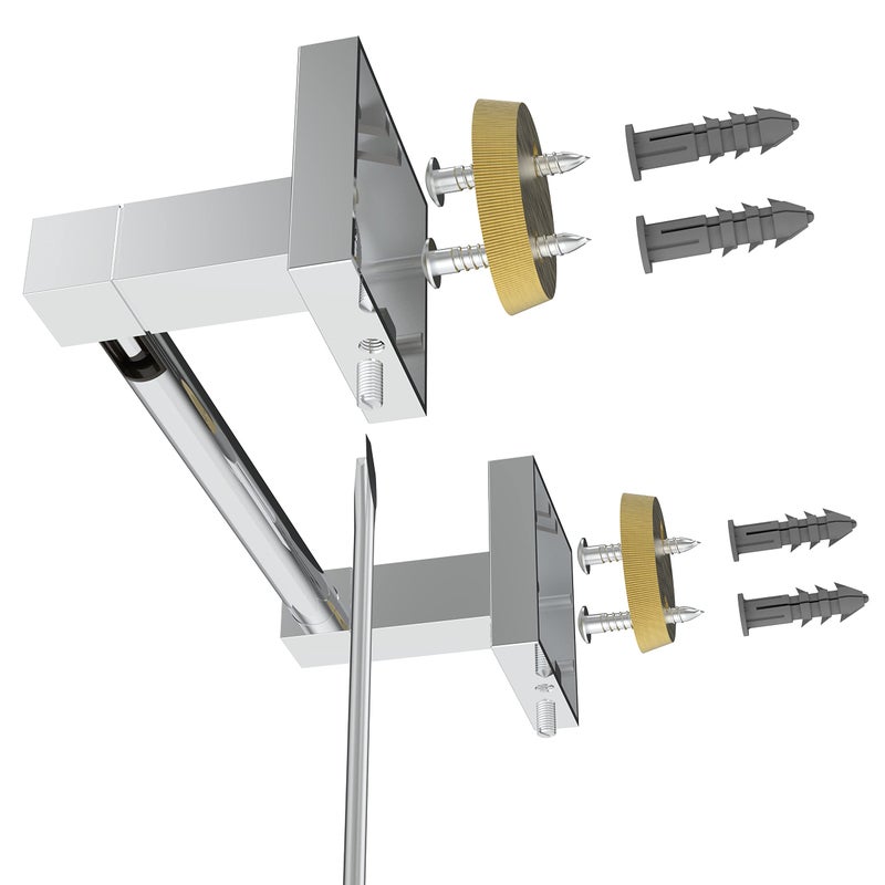 Ruacq Toilet Paper Holder Chrome 2 Pack Double Post Pivoting Square Tissue Holders Roll Holder Hangers Toilet Paper Stand Stainless Steel and Zinc Alloy Modern Wall Mounted - Image 5