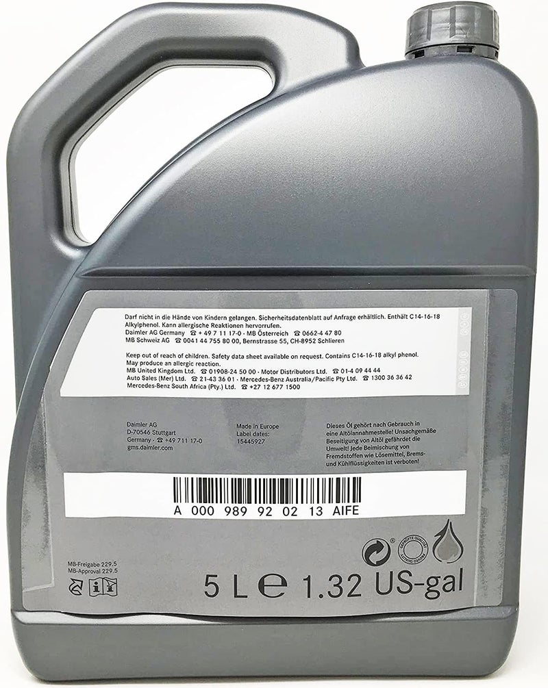 Mercedes-Benz Genuine Mercedes Benz 5W-40 Engine Oil MB229.5 (5 Liters) - Image 3