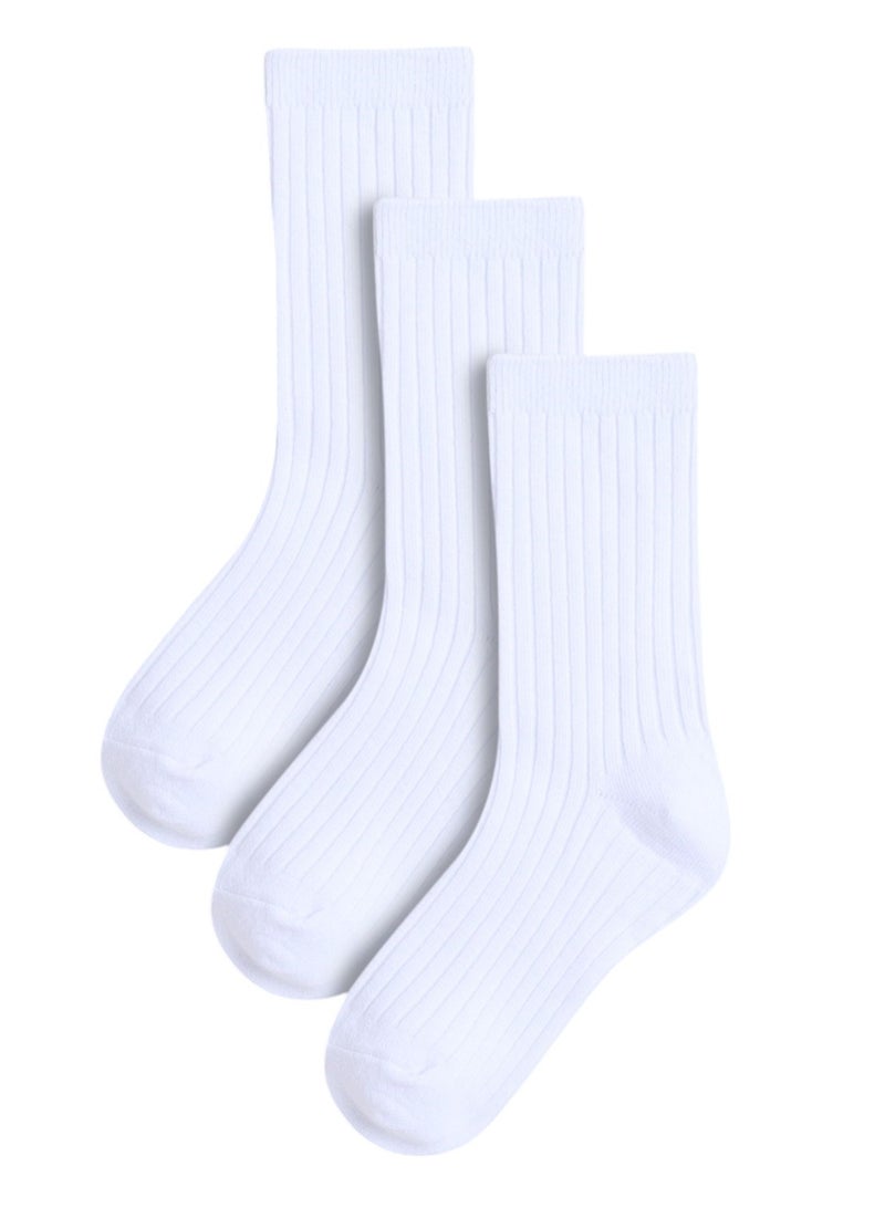 victor and jane Boys 3 Pairs Ribbed Crew Length School Socks - Image 1