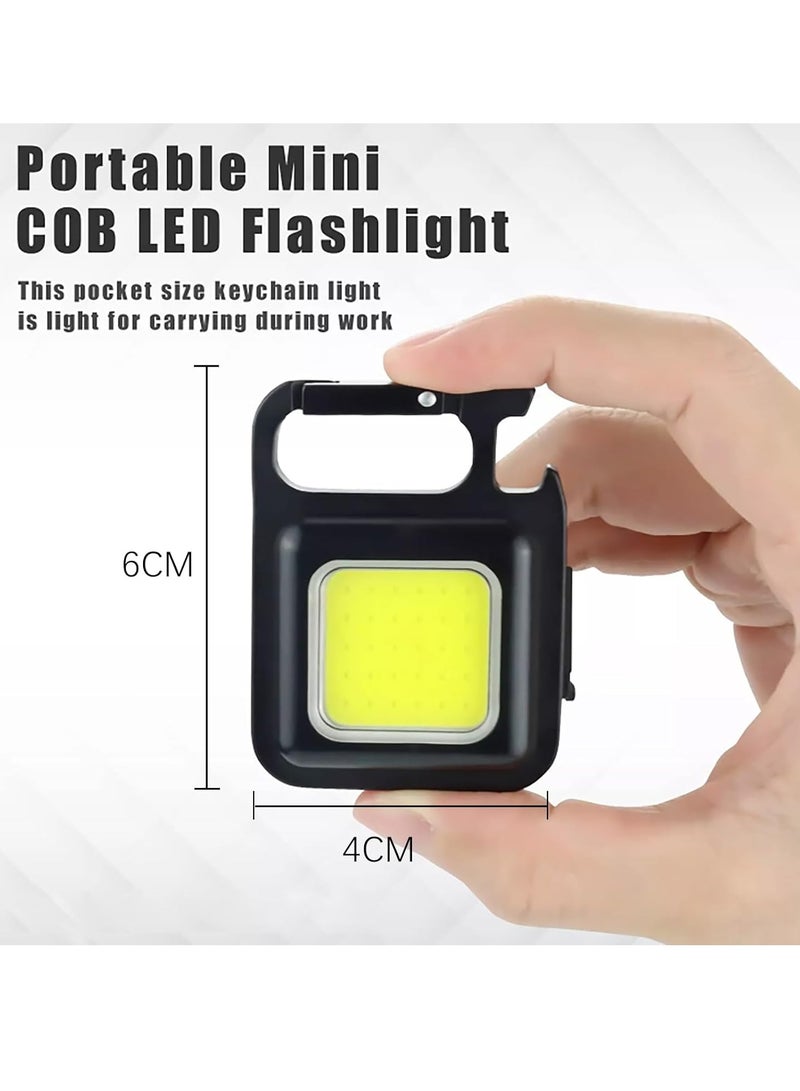 4-piece set, mini handheld flashlight, COP keychain work light, 4-mode light, rechargeable portable emergency light, 500mAh, suitable for hiking, fishing, camping, and outdoor activities  - Image 2