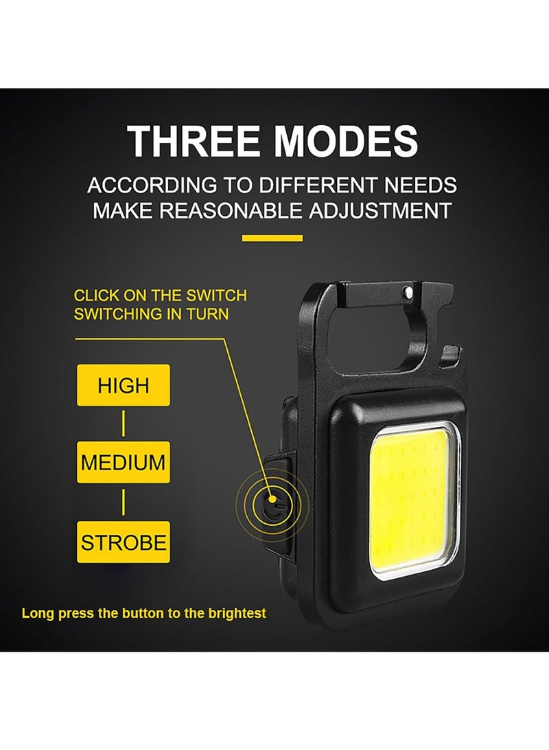 4-piece set, mini handheld flashlight, COP keychain work light, 4-mode light, rechargeable portable emergency light, 500mAh, suitable for hiking, fishing, camping, and outdoor activities  - Image 3
