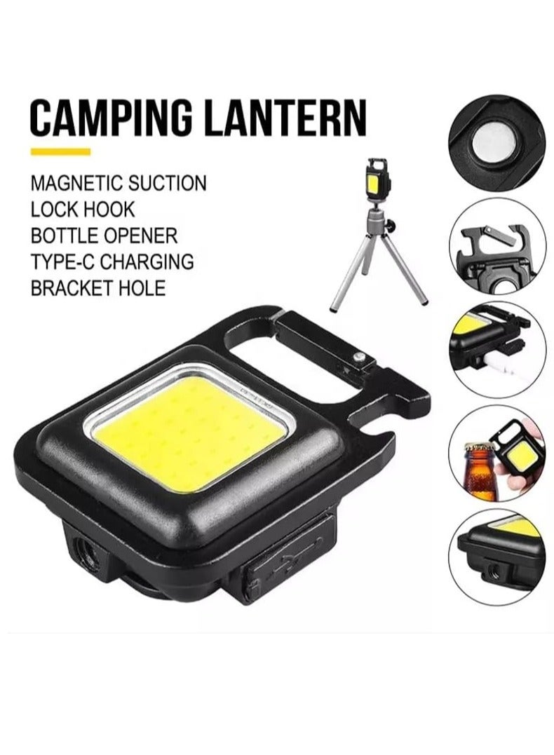4-piece set, mini handheld flashlight, COP keychain work light, 4-mode light, rechargeable portable emergency light, 500mAh, suitable for hiking, fishing, camping, and outdoor activities  - Image 4