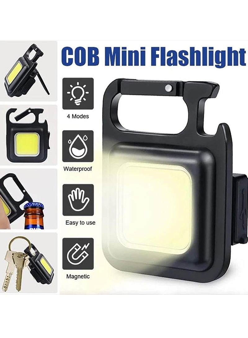 4-piece set, mini handheld flashlight, COP keychain work light, 4-mode light, rechargeable portable emergency light, 500mAh, suitable for hiking, fishing, camping, and outdoor activities  - Image 5