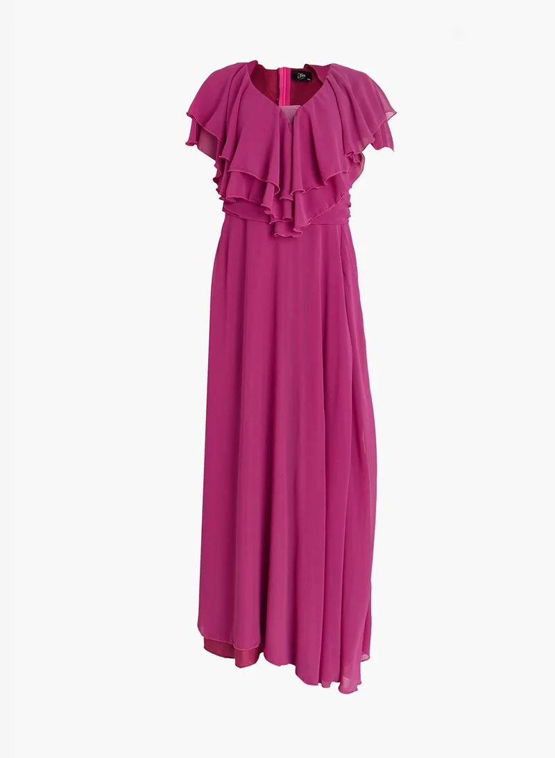 ايلا بلس فستان مقاس كبير بتصميم - مع كشكش