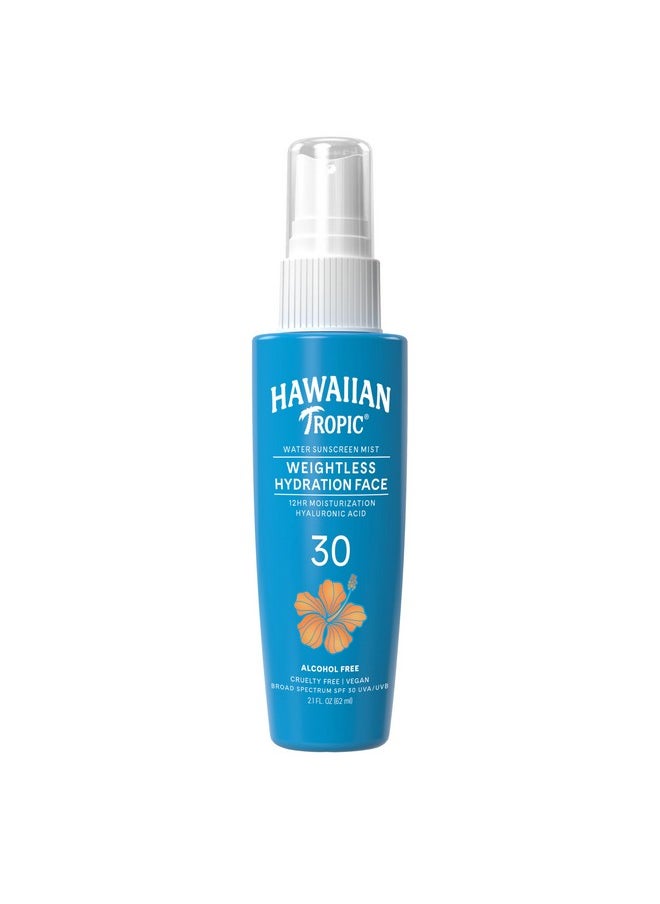 Hawaiian Tropic Weightless Hydration Water Mist For Face Spf 30 2.1Oz Travel Size Spf Face Mist Hydrating Spray Noncomedogenic Sunscreen Facial Mist Nonaerosol Sunscreen Spray 2.1 Oz.  - Image 1