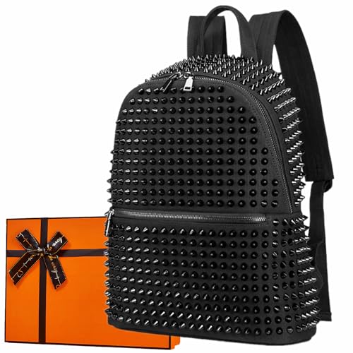 CmengAo Black Studded Backpack for Women, Large Punk Casual Traveling Daypack Rivet Backpack - Image 1