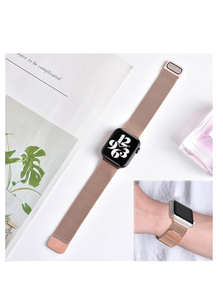 ماركة غير محددة - Straps Compatible with Apple Watch Strap 38mm 40mm 41mm Metal Stainless Steel Mesh Loop Replacement Band Compatible with iWatch Series 7 6 5 4 3 2 1 SE, 38mm/40mm/41mm, stainless steel metal - Image 1