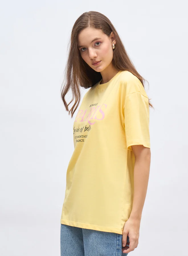 Styli Styli Paris Graphic Print Oversized Longline T-Shirt