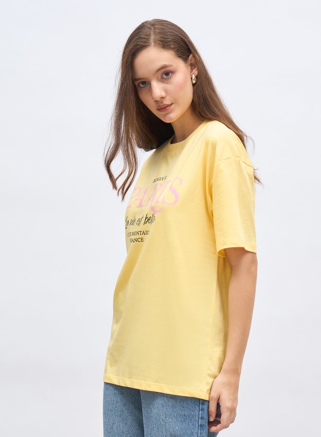 Styli Paris Graphic Print Oversized Longline T-Shirt - Image 3