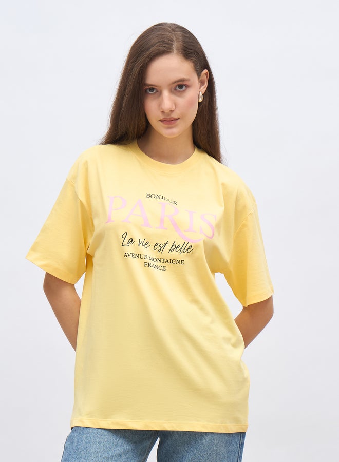 Styli Paris Graphic Print Oversized Longline T-Shirt - Image 2