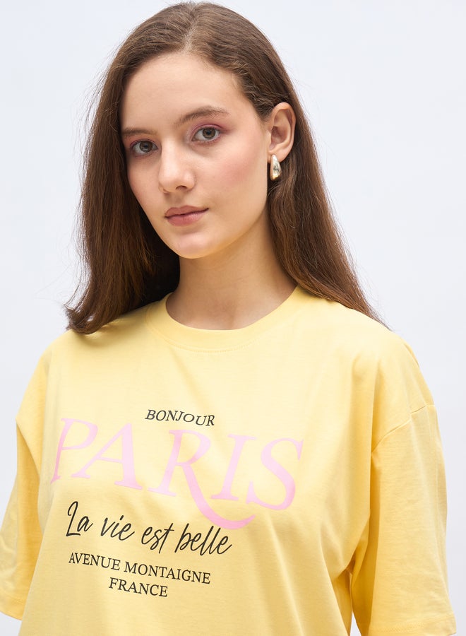 Styli Paris Graphic Print Oversized Longline T-Shirt - Image 4