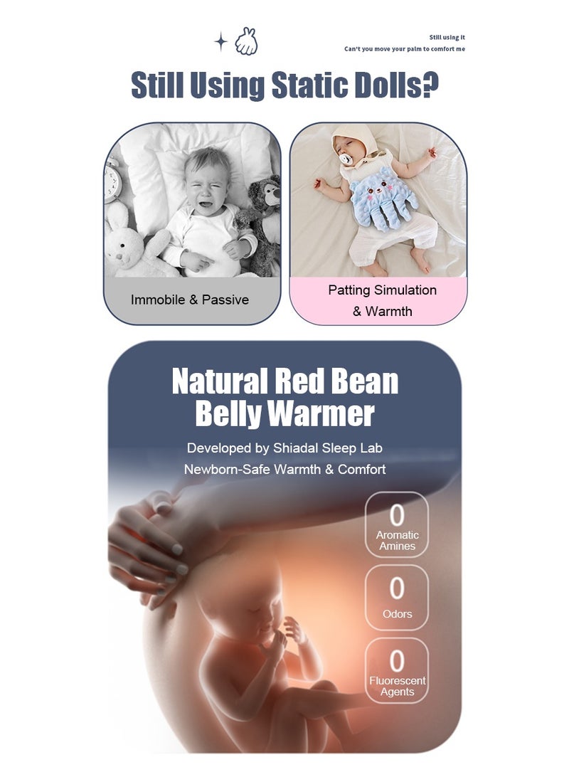 وسادة يد مهدئة للرضع - قفاز وقائي من الانزعاج مع تقنية التربيت الكهربائي، مساعد نوم علمي للأطفال (مصمم بحجم كف اليد - هادئ ومؤهل بشهادة الهيئة الخليجية) - الدب الأزرق - Image 2